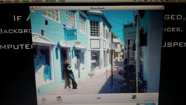 schulzkelli's tweet image. 7th Geography Ss using Photobooth with a backdrop to record a scene of their virtual tour. #cooleffects