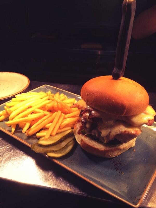 #NewMenu our new favourite! The "full Mountie" beef burger, chicken and bacon layered with cheese