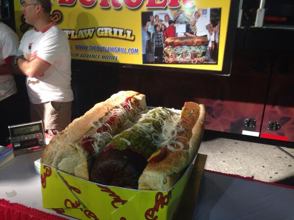 125 lb hot dog on the menu at Juicys a new world record!!!!!!