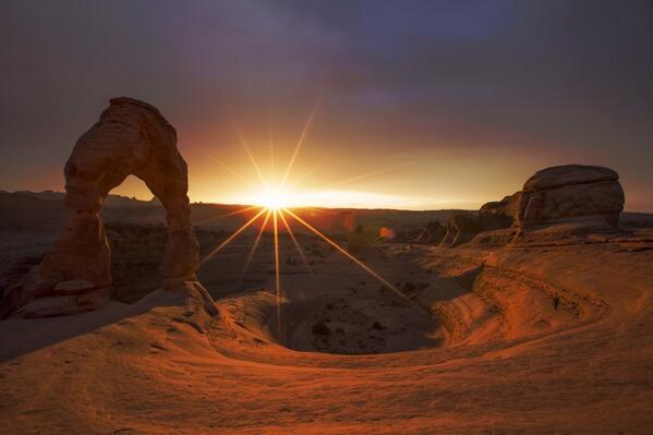 From the U.S. Department of Interior:  This stunning photo of dusk @ArchesNPS by Jonathan Backin is the perfect way to end the week. #utah #nature pic.twitter.com/5bIanEG8sZ