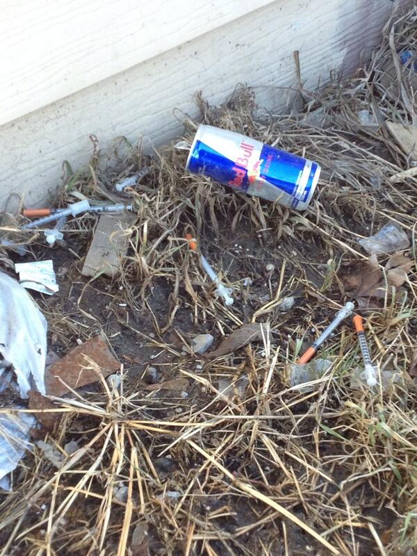 Renouf_13's tweet image. Behind a bench in Lindsay #HeroinAddicts #LNZProblems