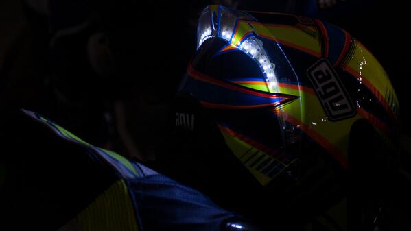 MotoGP's tweet photo. [FREE VIDEO] Rossi's Qatar LED Helmet - register to view http://t.co/RIRMWcK3vQ http://t.co/fVoBcaB9uf