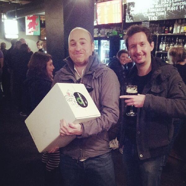 TinyRebelCdff's tweet image. Another happy contestant wins 20 litres of Tiny Rebel's Rocksteady cider.