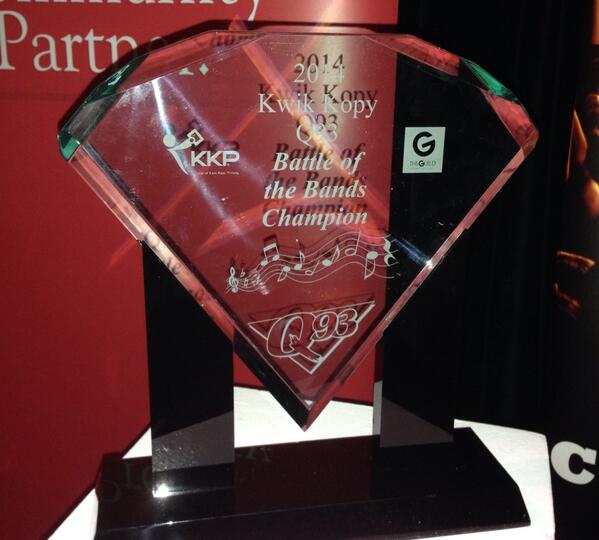 PEIPaulAlan's tweet image. Here's the trophy for the #BOTB2014 w @Q93ROCKS @KKP_PEI @TheGuildPEI @MusicPEI  #rippedpaper is about to play
