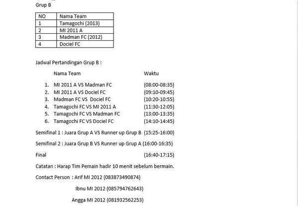 InfoHMMI's tweet photo. Jadwal pertandingan group B MI CUP cc: @D3MI_Unpad @manforunpad2013 @MIUnpad2012 http://t.co/j7swE2544g
