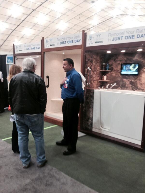 NEHomeShow's tweet photo. Learn how you can remodel your bath in just one day with help from NewPro. Talk with an expert today at home show http://t.co/sv40dbk1Bm