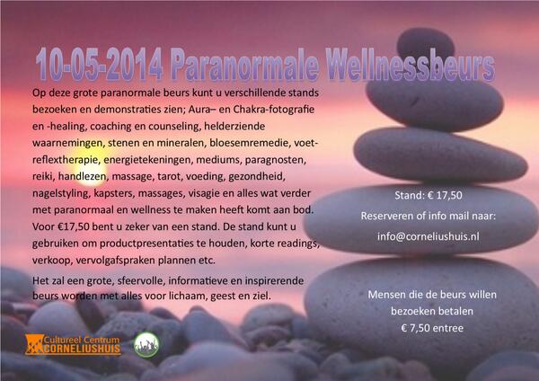 We hebben zojuist een nieuw event/post toegevoegd.
Paranormale Wellnessbeurs - corneliushuis.nl/ai1ec_event/pa…