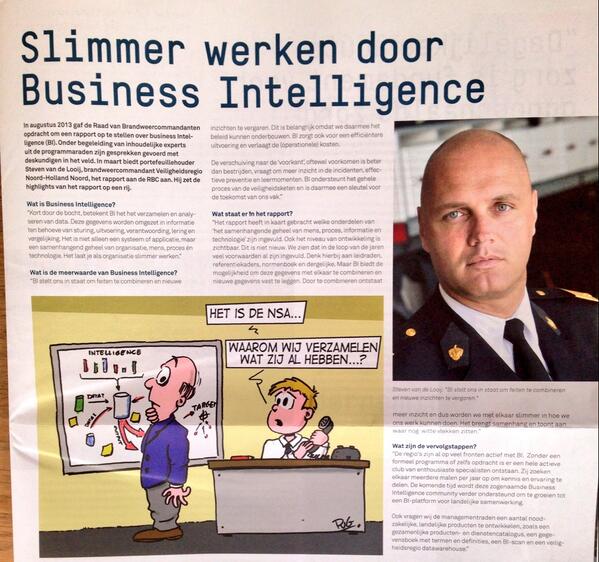 #Businessintelligence bij Veiligheidsregio's: uitgebreid aandacht in de krant van het Veiligheidsberaad #Bi-community
