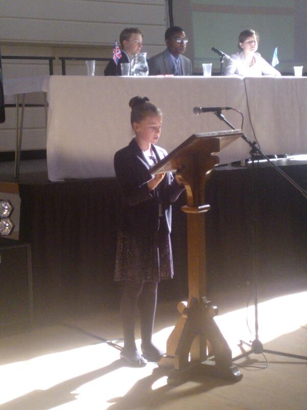 JWSMUN's tweet photo. Eve making her excellent policy statement this morning #hmun14 http://t.co/wC2YZGTnop
