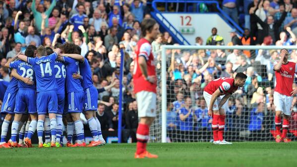 FIFAcom's tweet photo. PHOTOS: @ChelseaFC register their biggest ever win over @Arsenal in 6-0 rout. See pics here - http://t.co/hoVu5zyP6b http://t.co/KoT7K13ZBG