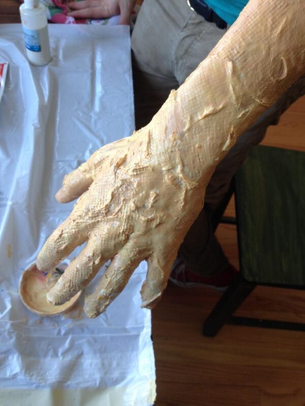 OverUnderColl's tweet image. After several more layers of latex and Ted's arm getting twitchy - base coat of paint. #burntsleeve #newplay