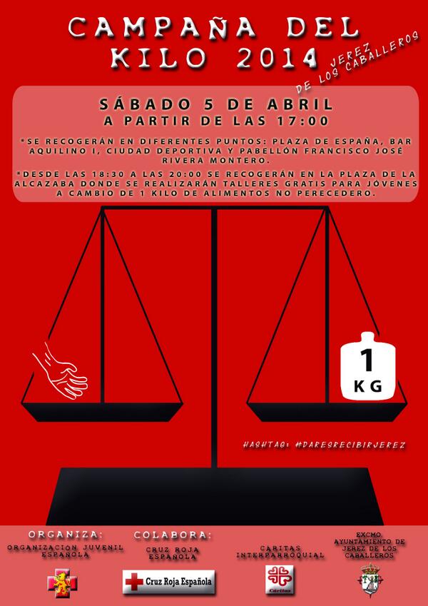 ojejerez's tweet photo. Campaña del Kilo 2014, Sábado 5 de Abril a partir de las 17:00, a las 18:30 en la Alcazaba #daresrecibirjerez http://t.co/1gGiCDsWmK