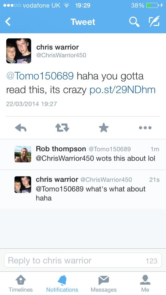 Tomo150689's tweet photo. @ChrisWarrior450  u sed haha u gotta read this lol i take it its a scam lol http://t.co/spagoiC9qP