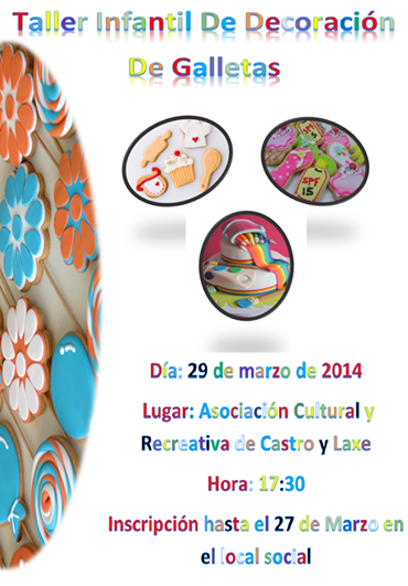 CastroLaxe's tweet photo. Próximo Sábado 29 de Marzo: TALLER INFANTIL DE DECORACIÓN DE GALLETAS! Riquísimas! http://t.co/RhA8njAb4v