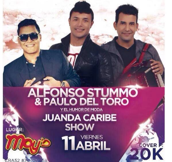 martikanarvaez's tweet photo. @Alavista1 Sigue #Lanovia y sigue el humor @AlfonsoStummo @PauloDelToro y @JuandaHumorista 11 de abril Bquilla http://t.co/O5QbFjOz7l