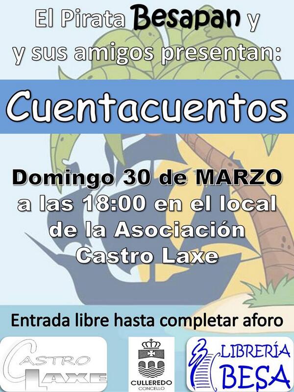 CastroLaxe's tweet photo. Próximo Domingo 30 de Marzo: El pirata BESAPAN y sus amigos presentan..: ¡CUENTACUENTOS! 
¡Lo pasaremos en grande! http://t.co/yqGwqzJjzv