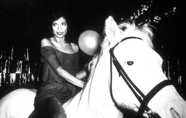 MediaZebra's tweet image. Then I had to ask her was she riding the white horse :: Bianca Jagger - Studio 54 #SmoothB :: bit.ly/1nOMFZM