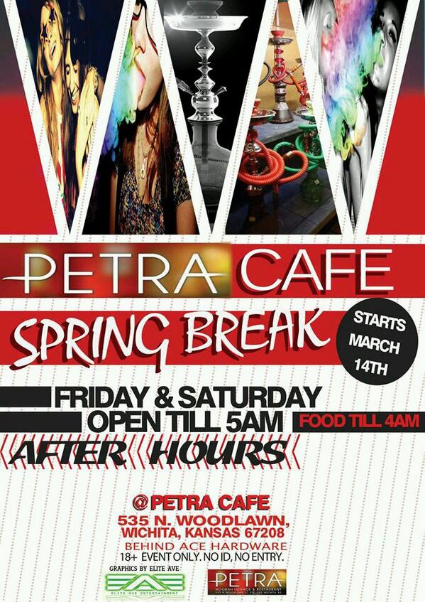 Tonight If YOU GUYS ARE Going Out Or WANT To smoke hookah.Petra Hookah lounge is open till 5am. Food till 4am