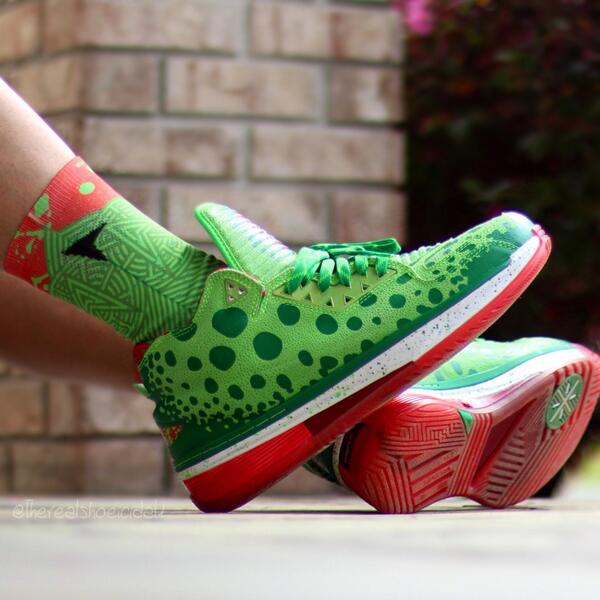 RockEm's tweet photo. .@therealshoecidal1 shows us his #WoW2 Xmas shoes and socks for #WoWeek http://t.co/HJDIghQlBV