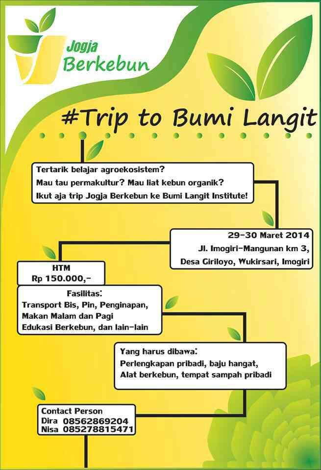 Yuk ikut ke Bumi Langit Institute bersama Jogja Berkebun – @JgjBerkebun! #TriptoBumiLangit