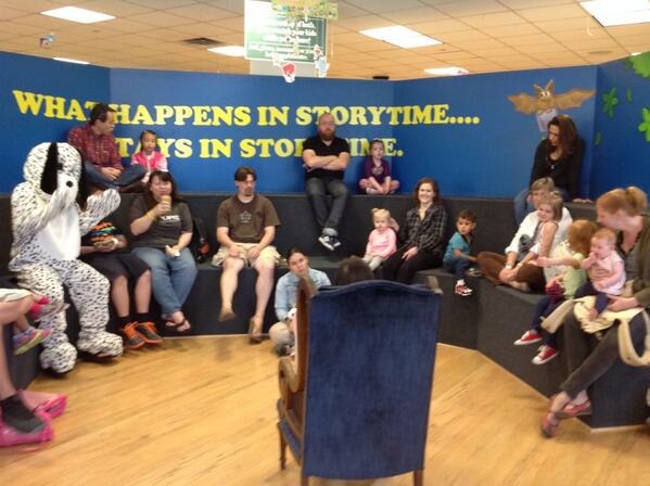 Brian the Dalmatian from <a href="/pawstinTX/">PAWSTIN</a> enjoying story time <a href="/BookPeople/">BookPeople</a> on Saturday. With treats from <a href="/woofgangaustin/">Woof Gang Austin</a>