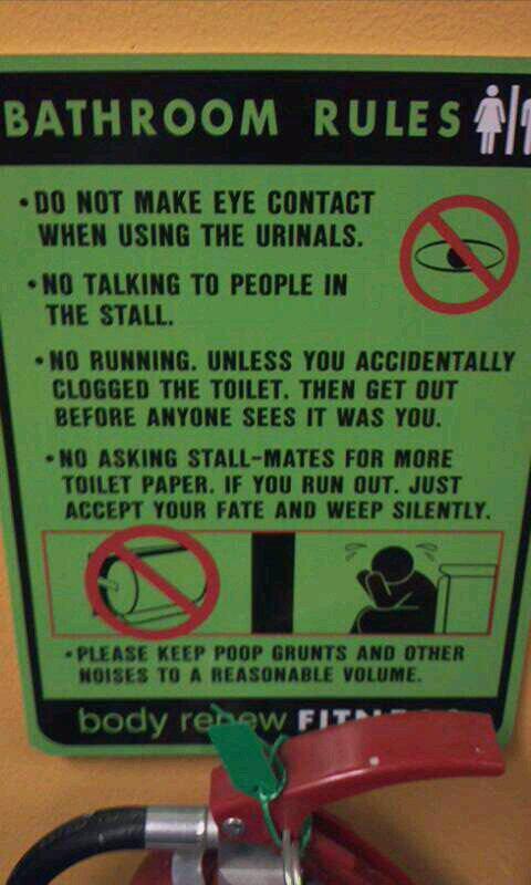 PimpGrandpa's tweet photo. Bathroom rules http://t.co/3zf0NHeiuS