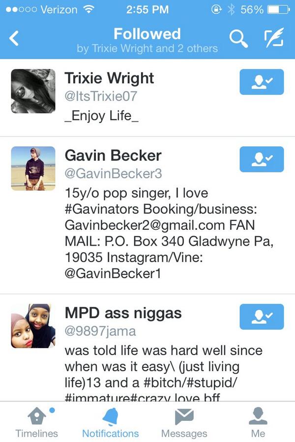 laneyyann's tweet photo. @GavinBecker3 followed me!!!!!💜 http://t.co/5M0Yq0EcBM