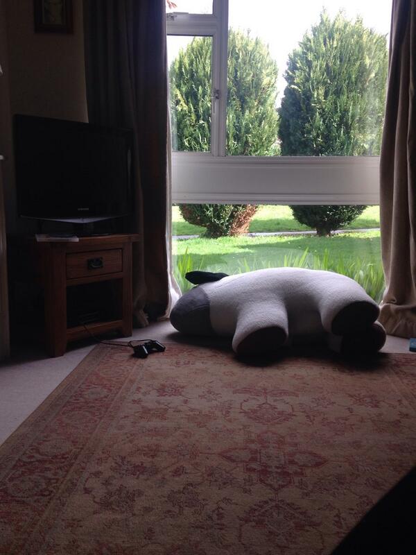 LouisaIsaac's tweet photo. Mum &amp; Nicks new foot stool #delilahthedeadsheep 😂 http://t.co/M1Sme18iMa