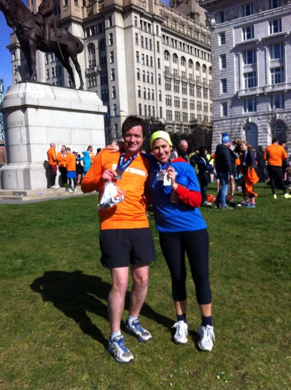 All done! #liverpoolhalfmarathon #btrliverpool in 2hrs 4 whoooop! Better time than I thought :) <a href="/Eggybreadburt/">Adam Hutchings</a>