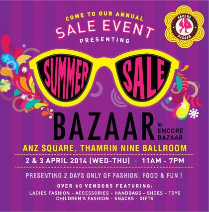 Counting down to SUMMER BAZAAR at UOB plaza, Thamrin Nine Ballroom ! 2-3 April, 11am - 7pm. Shop from 60+ vendors !!!