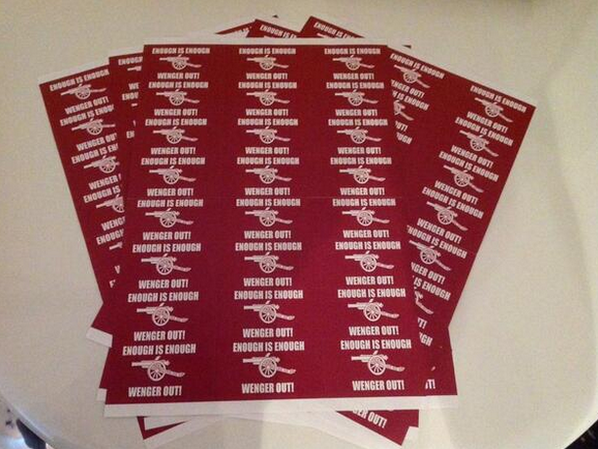 brfootball's tweet photo. Arsenal fan? Want #WengerOut? These stickers… probably won't do the job. http://t.co/WLCuIMNwOV @piersmorgan http://t.co/UYsp9fQYi7