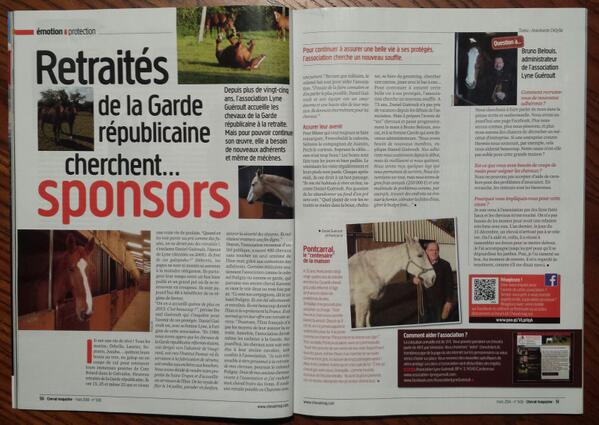 FriendsOfLyne's tweet photo. Happy to see our parent Association Lyne Gueroult in Cheval (Horse) Magazine! Congrats, Bruno, Carole &amp; Daniel!!! http://t.co/OmO0ohRRRJ