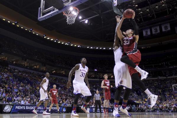 SportsCenter's tweet photo. STANFORD IS HEADED TO THE SWEET SIXTEEN!

Dwight Powell goes for 15 Pts as Stanford upsets Kansas, 60-57. » http://t.co/4Cm3PqGo8M