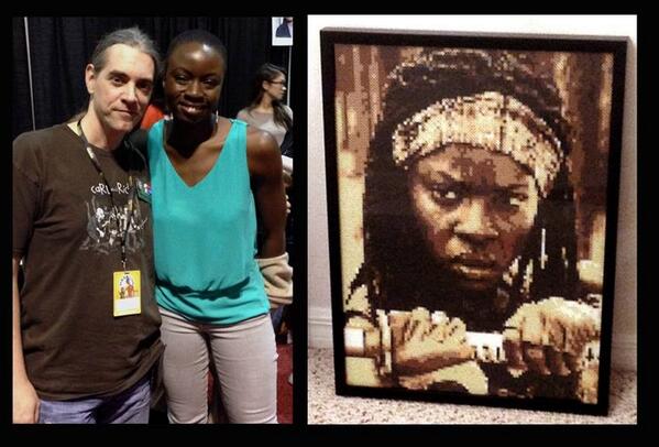 timproctor's tweet photo. Met privately with Danai. She bought this bead art from me. Such a sweetheart. Thanks so much Danai! @DanaiGurira_ http://t.co/fTXqsoVv9m