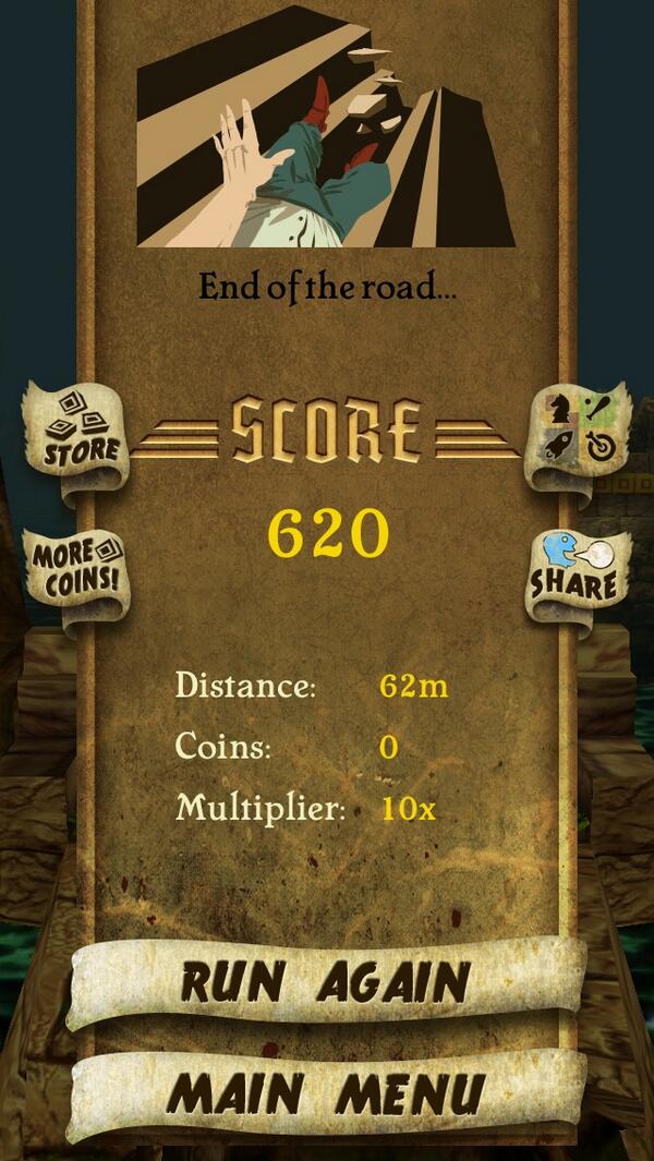 tkrticka's tweet photo. I got 620 points while escaping from demon monkeys. Beat that! http://t.co/5fsn6vcqgj #TempleRunhh http://t.co/yPRmoryk4Z
