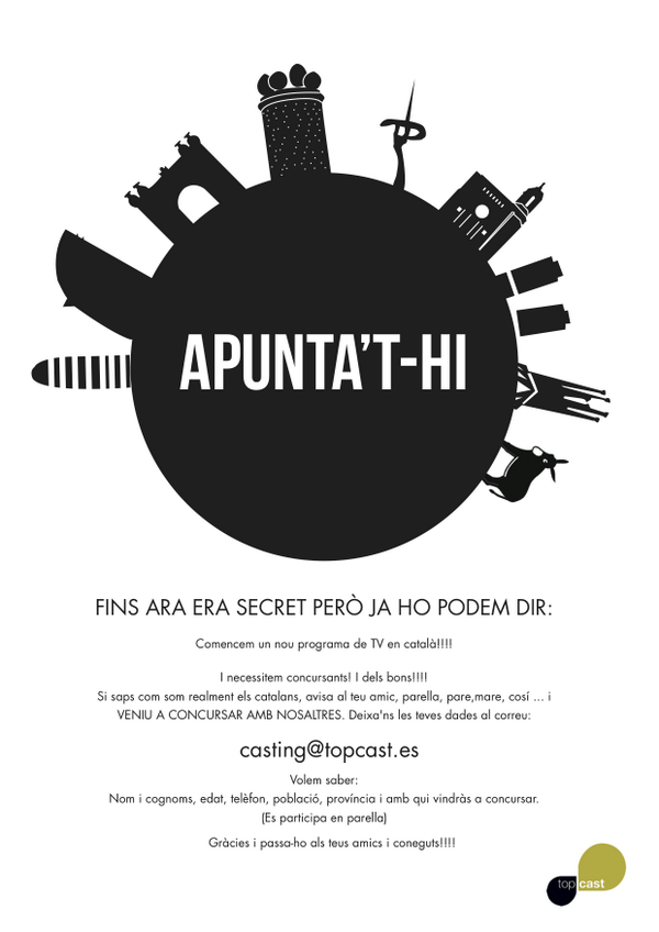 topcast2011's tweet photo. Què us sembla el cartell que ens ha fet la Bea per penjar per on puguem? ;))) http://t.co/NCEgy54kEP