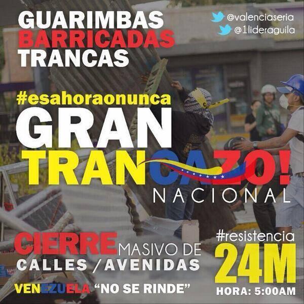 ReportamosVzla's tweet photo. La Cita es Mañana #24M A las 5:00AM ¡Rendirse No es una Opción! #MaduroVzlaTeRepudia #VenezuelaTeprometoQue RT MASIVO http://t.co/smQT4VhKBG