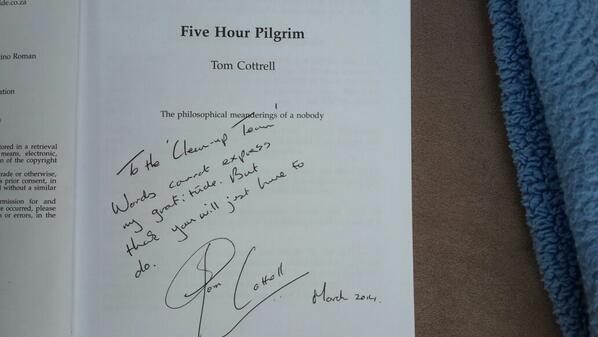 CSC_Sandton's tweet image. Tom graciously gifted our clean up team (Karen &amp;amp; Tameryn) with a signed copy of his book &quot;5 Hour Pilgrim&quot; .