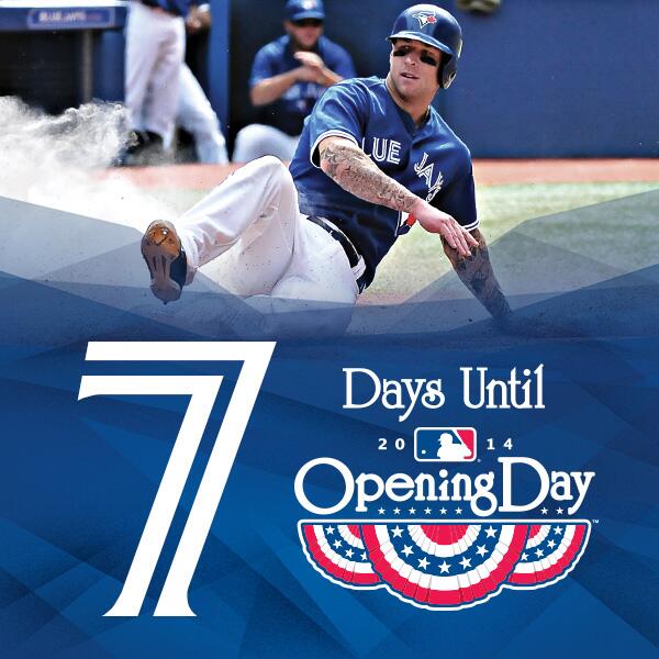 BlueJays's tweet photo. 1 week until the @BlueJays take the field for Opening Day!  @blawrie13 is ready, are you? http://t.co/c6OfQ5t6zX
