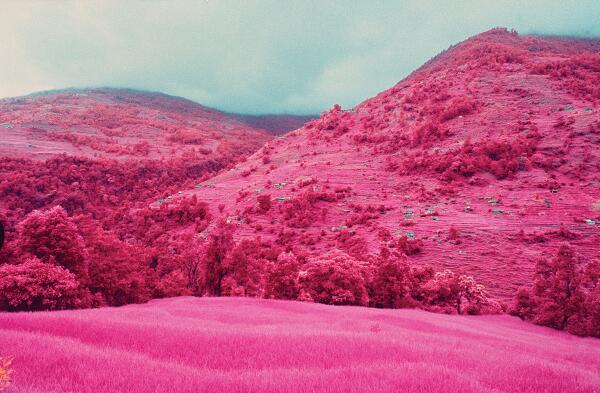 The grassy hills look fuchsia but this image was created by invsible light ow.ly/uTxCa