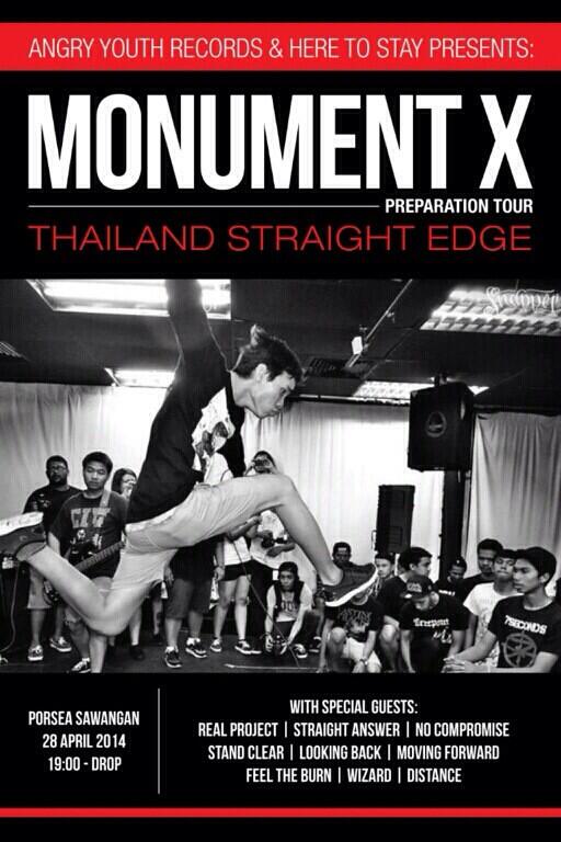 Yowww jangan lupa bakal ada Monument X band Straight Edge asal bangkok main di Studio Porsea,Depok, spread the words