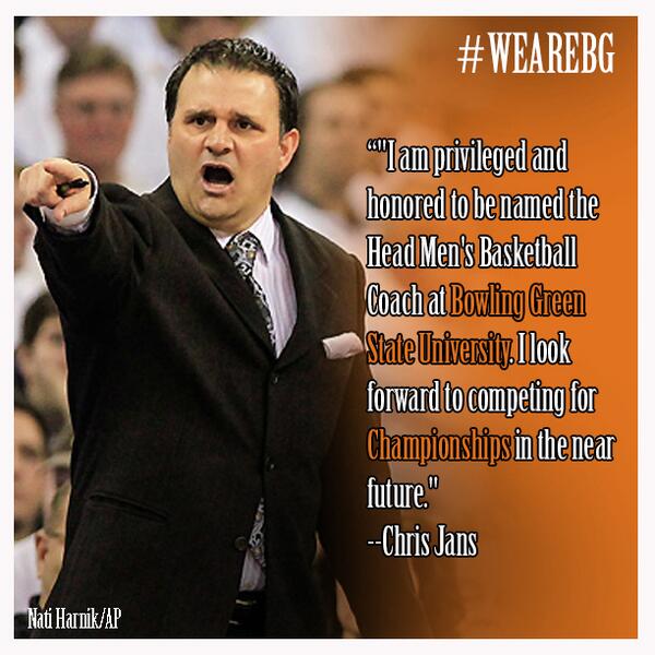 BGSU_Athletics's tweet photo. Chris Jans to Lead Falcon Men's Basketball Into New Era; http://t.co/t8PyWBiREM http://t.co/GTDq71EByB