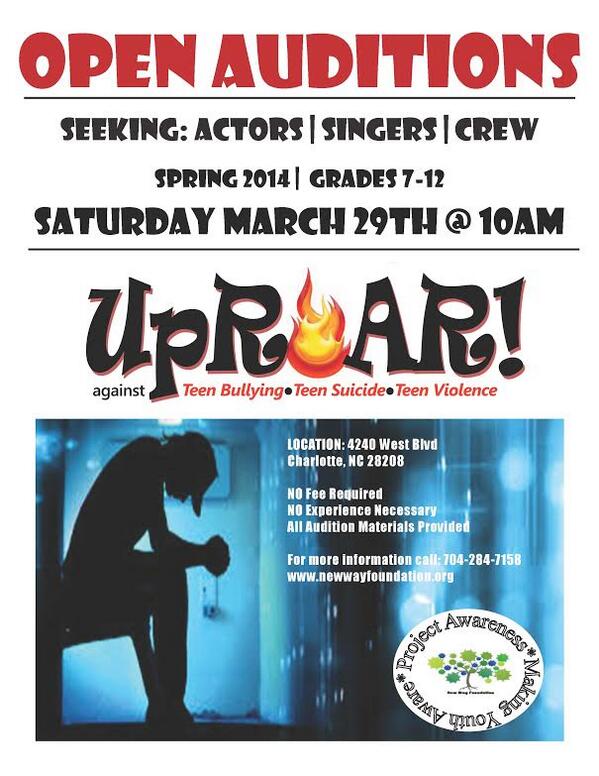 GenesiaNewsome's tweet photo. Project Awareness Auditions this Saturday. #bringawareness #teenbullying #teensuicide #teenviolence http://t.co/Ia098ePuh8