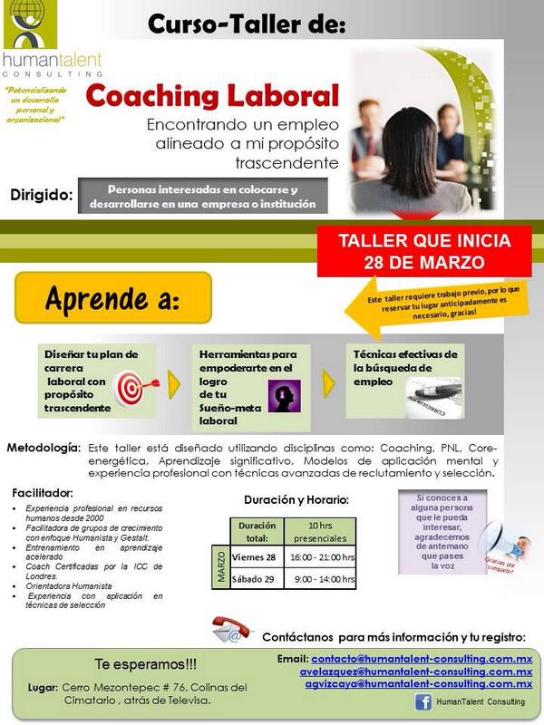 UVMQueretaro's tweet photo. Curso-Taller Coaching Laboral http://t.co/8WVRDZWp32