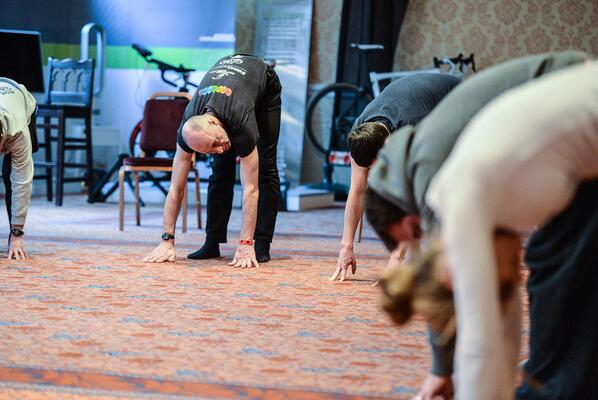 cyclingplus's tweet photo. Like yoga? Like @GraemeObree? Then you'll love Graeme Obree doing yoga! #cpweekender http://t.co/aQjJ2n1WqL