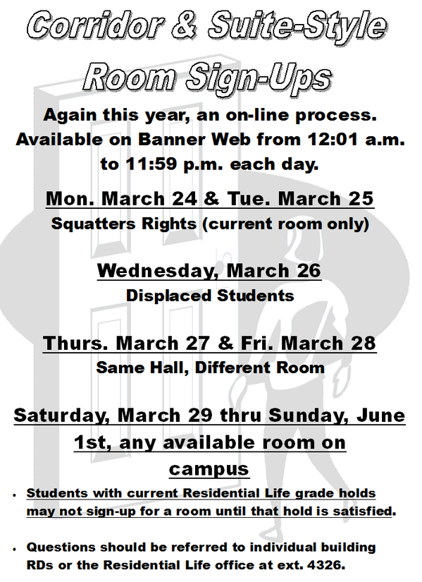 AS_ResLife's tweet image. IT'S ROOM SIGN-UP TIME! If you want to live in the SAME ROOM that you're in now, you have until 11:59pm TOMORROW!