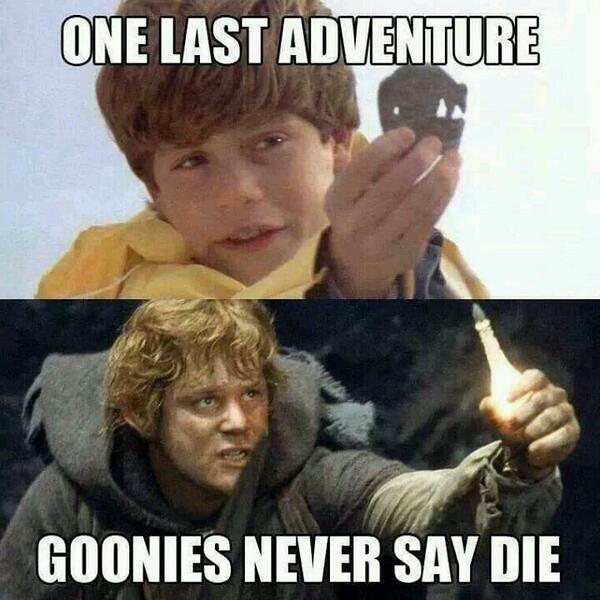 GeeksAndParents's tweet photo. Goonies! #LOTR *DC http://t.co/YZOfJt7Ccf