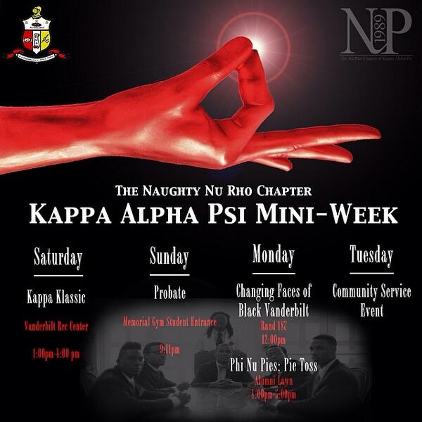 Support the <a href="/NuRho_NuPes/">Nu Rho NuPes</a> during their spring 2014 mini week! "Phi Nu Pies Toss" at 4 pm today on Alumni Lawn!