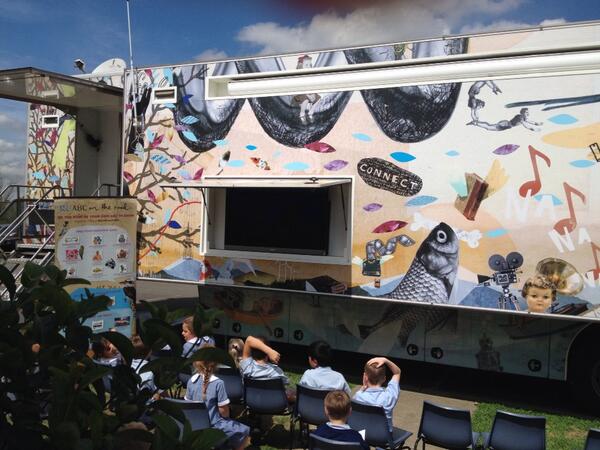 StJosephsS's tweet photo. Year 2 students visiting the ABC trailer at St Joseph's. http://t.co/TpNQcY1ngq