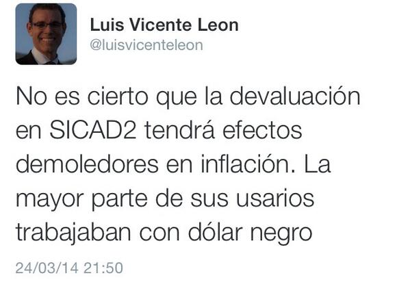 Nuevamente el economista opositor @luisvicenteleon deja en ridículo a @hcapriles al reconocer la eficacia de SICAD II